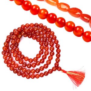 Red Orange Carnelian Necklace Mala