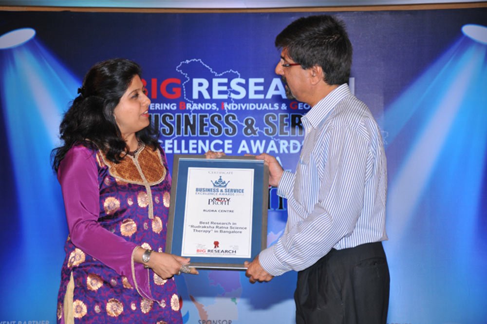 Sakhashree awarded for Best Research in Rudraksha Ratna Science Therapy by NDTV Profit.